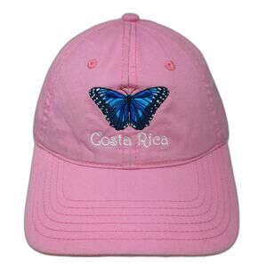 A&M Costa Rica Butterfly Pink One Size Baseball Cap Hat Pura Vida Slideback